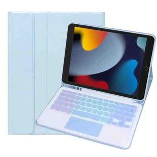 For iPad 10.2 2021 / 2019 / Air 2019 A102B-AS Backlight Bluetooth Touch Keyboard Leather Tablet Case with Pen Slot(Blue)