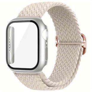 For Apple Watch 40mm / 41mm Ladder Buckle Loop Nylon Watch Band with Film Frosted PC Case(Starlight)