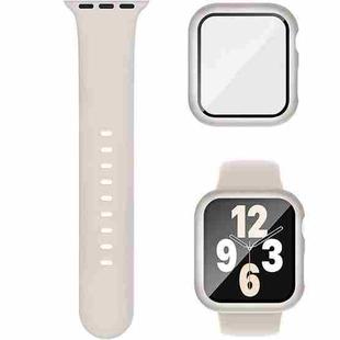 For Apple Watch 40mm / 41mm Pin Buckle Silicone Watch Band with Film Integrated PC Case(Starlight)