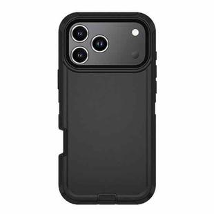 For iPhone 17 Pro Max Kalebol Shockproof PC Hybrid TPU Phone Case with Back Clip(Black)