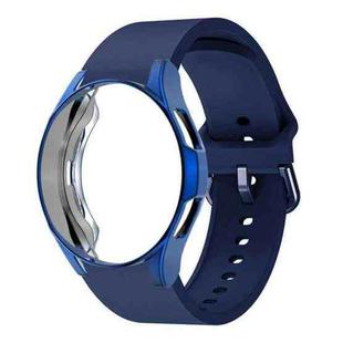 For Samsung Galaxy Watch 7 44mm Silicone Watch Band with PC Case(Dark Blue)