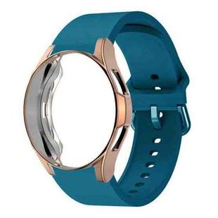 For Samsung Galaxy Watch 7 44mm Silicone Watch Band with PC Case(Dark Cyan)