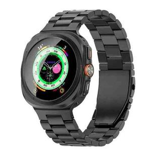 For Samsung Galaxy Watch Ultra 47mm Three Beads Flat Buckle Titanium Alloy Watch Band(Black)