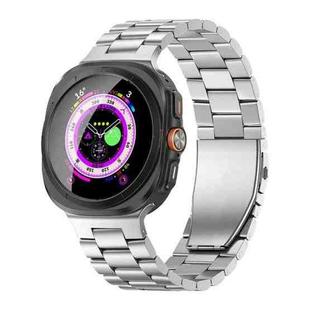 For Samsung Galaxy Watch Ultra 47mm Three Beads Flat Buckle Titanium Alloy Watch Band(Silver)
