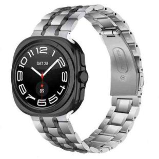 For Samsung Galaxy Watch Ultra 47mm Five Beads Stainless Steel Metal Watch Band(Silver Black)