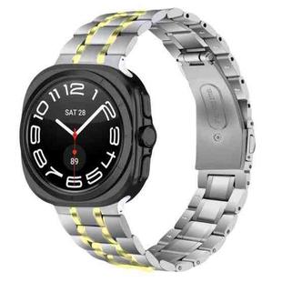 For Samsung Galaxy Watch Ultra 47mm Five Beads Stainless Steel Metal Watch Band(Silver Gold)