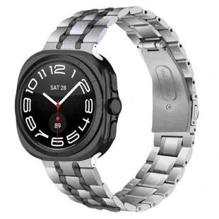 For Samsung Galaxy Watch8 / Watch8 Classic Five Beads Stainless Steel Metal Watch Band(Silver Black)