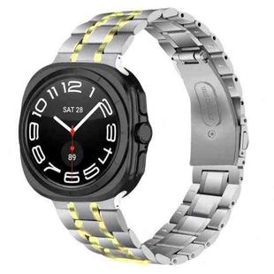 For Samsung Galaxy Watch8 / Watch8 Classic Five Beads Stainless Steel Metal Watch Band(Silver Gold)
