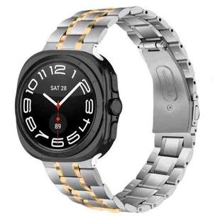 For Samsung Galaxy Watch8 / Watch8 Classic Five Beads Stainless Steel Metal Watch Band(Silver Rose Gold)