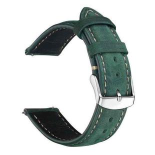 22mm xDfind Retro Crazy Horse Texture Leather Watch Band(Green)