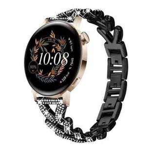 20mm For Huawei Watch GT4 / GT3 / GT2 xDfind Small Twist Diamond Metal Watch Band(Black)