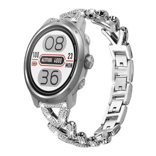 20mm For COROS APEX 2 42mm / PACE 2 xDfind Small Twist Diamond Metal Watch Band(Silver)