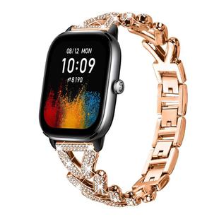 20mm For Amazfit GTS4 Mini/3/2 /2e/2 Mini xDfind Small Twist Diamond Metal Watch Band(Rose Gold)