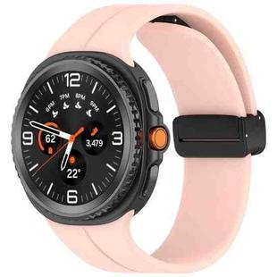 For Samsung Galaxy Watch 8 / 8 Classic xDfind Fold Black Buckle Magnetic Silicone Watch Band(Pink)