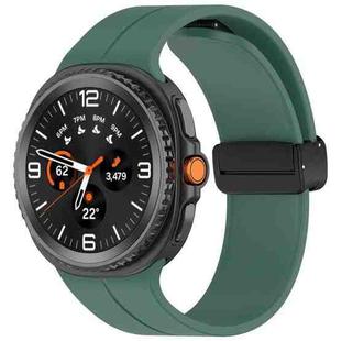 For Samsung Galaxy Watch 8 / 8 Classic xDfind Fold Black Buckle Magnetic Silicone Watch Band(Dark Green)