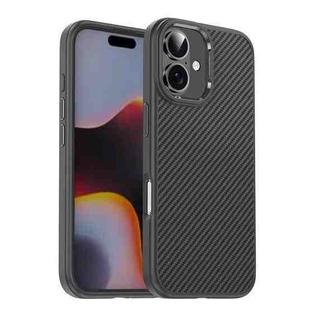 For iPhone 16 Plus iPAKY Star Lord Series Carbon Fiber Textured Oil Spray PC+TPU Phone Case(Grey)