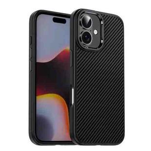 For iPhone 16 iPAKY Star Lord Series Carbon Fiber Textured Oil Spray PC+TPU Phone Case(Black)