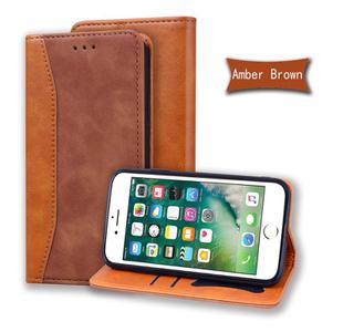 For iPhone 6 Business Stitching Horizontal Flip Leather Case with Double Folding & Bracket & Card Slots & Photo Frame & Wallet(Brown)