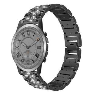 For Fossil Q Machine Hybrid Watch 22mm xDfind Diamond Jewelry Stainless Steel Watch Band(Black)
