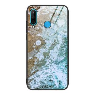 For Huawei P30 lite / nova 4e Marble Pattern Glass Protective Case(DL06)