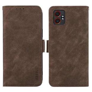For Samsung Galaxy XCover7 Pro ABEEL Frosted Magnetic RFID Leather Phone Case(Brown)