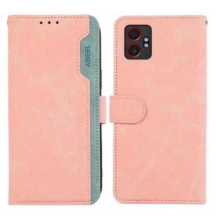 For Samsung Galaxy XCover7 Pro ABEEL Color Block Magnetic RFID Leather Phone Case(Pink-Cyan)