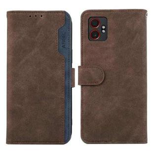 For Samsung Galaxy XCover7 Pro ABEEL Color Block Magnetic RFID Leather Phone Case(Brown-Blue)