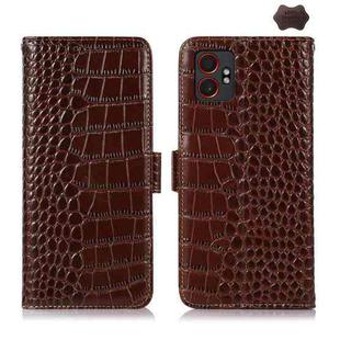 For Samsung Galaxy XCover7 Pro Crocodile Top Layer Cowhide Leather Phone Case(Brown)