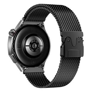 20mm xDfind Milanese Parachute Buckle Stainless Steel Raised Fine Mesh Watch Band(Black)
