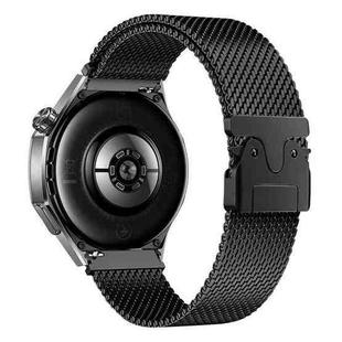22mm xDfind Milanese Parachute Buckle Stainless Steel Raised Fine Mesh Watch Band(Black)