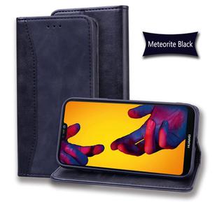 For Huawei P20 Lite / Nova 3e Business Stitching Horizontal Flip Leather Case with Double Folding & Bracket & Card Slots & Photo Frame & Wallet(Black)