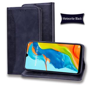 For Huawei P30 Lite Business Stitching Horizontal Flip Leather Case with Double Folding & Bracket & Card Slots & Photo Frame & Wallet(Black)
