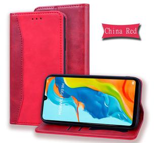 For Huawei P30 Lite Business Stitching Horizontal Flip Leather Case with Double Folding & Bracket & Card Slots & Photo Frame & Wallet(Red)