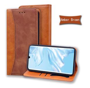For Huawei P30 Pro Business Stitching Horizontal Flip Leather Case with Double Folding & Bracket & Card Slots & Photo Frame & Wallet(Brown)