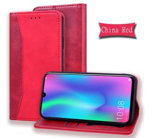 For Huawei P Smart (2019) Business Stitching Horizontal Flip Leather Case with Double Folding & Bracket & Card Slots & Photo Frame & Wallet(Red)