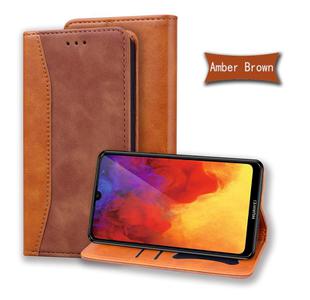 For Huawei Y6 (2019) Business Stitching Horizontal Flip Leather Case with Double Folding & Bracket & Card Slots & Photo Frame & Wallet(Brown)