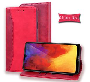 For Huawei Honor Play 8A Business Stitching Horizontal Flip Leather Case with Double Folding & Bracket & Card Slots & Photo Frame & Wallet(Red)
