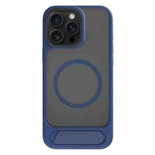 For iPhone 15 Pro Kalebol MagSafe Invisible Tilt Holder PC Hybrid TPU Case(Navy Blue)