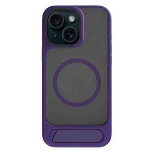 For iPhone 14 Kalebol MagSafe Invisible Tilt Holder PC Hybrid TPU Case(Purple)