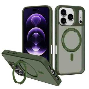 For iPhone 17 Pro Max Kalebol Rotating Holder MagSafe PC Hybrid TPU Phone Case(Deep Green)