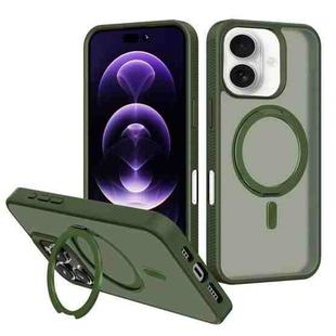 For iPhone 17 Kalebol Rotating Holder MagSafe PC Hybrid TPU Phone Case(Deep Green)