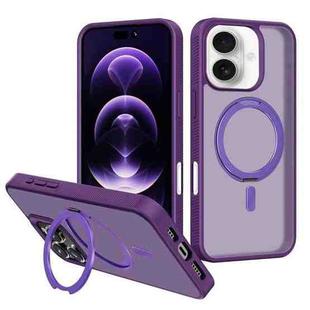 For iPhone 17 Kalebol Rotating Holder MagSafe PC Hybrid TPU Phone Case(Deep Purple)