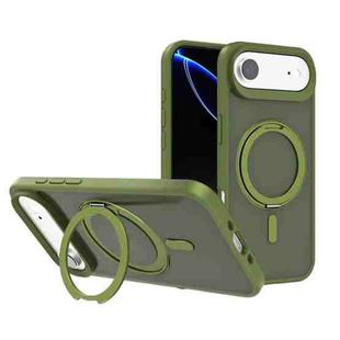 For iPhone 17 Air Kalebol Rotating Holder MagSafe PC Hybrid TPU Phone Case(Deep Green)