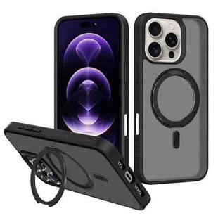 For iPhone 16 Pro Max Kalebol Rotating Holder MagSafe PC Hybrid TPU Phone Case(Black)