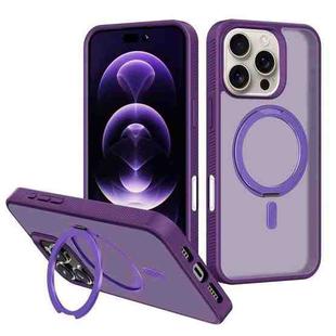 For iPhone 16 Pro Max Kalebol Rotating Holder MagSafe PC Hybrid TPU Phone Case(Deep Purple)