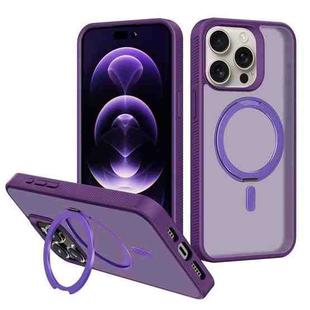 For iPhone 13 Pro Kalebol Rotating Holder MagSafe PC Hybrid TPU Phone Case(Deep Purple)