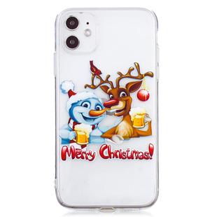 For iPhone 11 Pro Max Christmas Pattern TPU Protective Case(Snowman Elk)