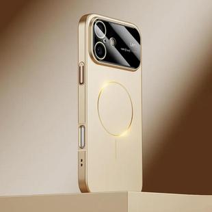 For iPhone 16 Kalebol Large Window MagSafe Frosted PC Phone Case(Desert Gold)