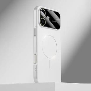 For iPhone 16 Kalebol Large Window MagSafe Frosted PC Phone Case(White)