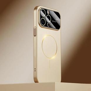 For iPhone 13 Pro Kalebol Large Window MagSafe Frosted PC Phone Case(Desert Gold)
